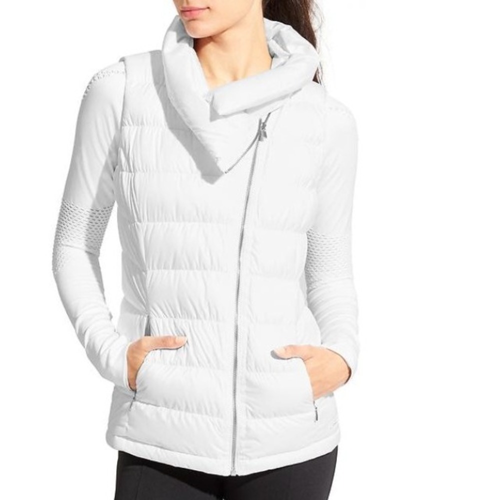 Athleta Downabout Vest Womens S White Full‎ Zip Winter Sport Travel Adventure